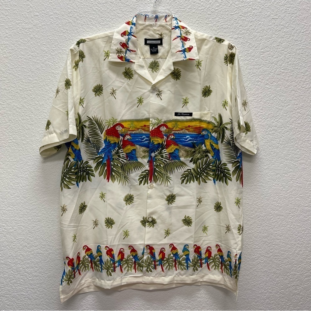 Nelson Wear St Thomas Men's Hawaiian Button Up Shirt Size XL Parrots Floral.